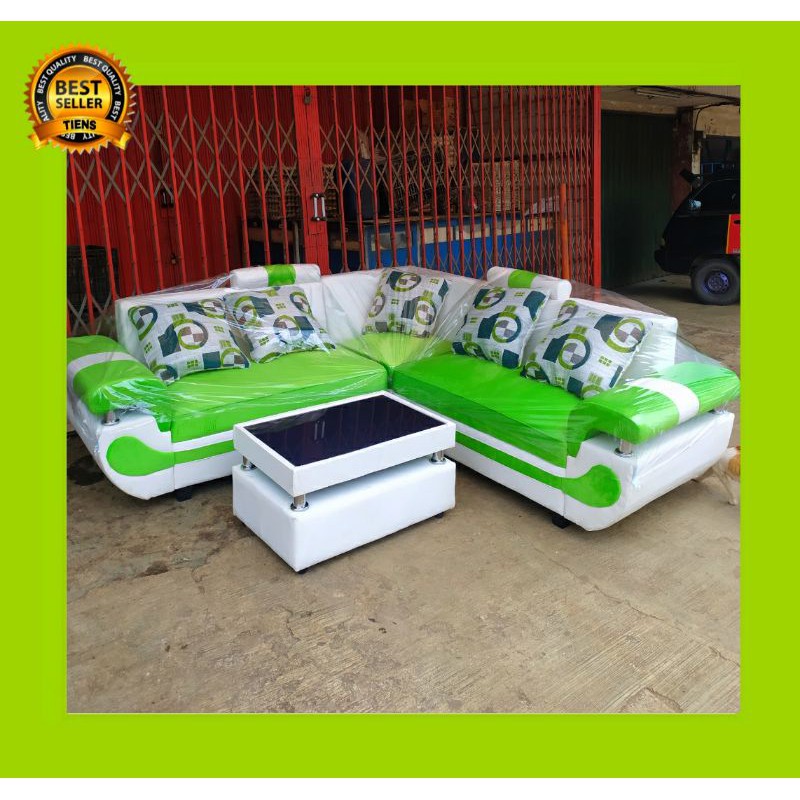 sopa minimalis sudut warna hijau