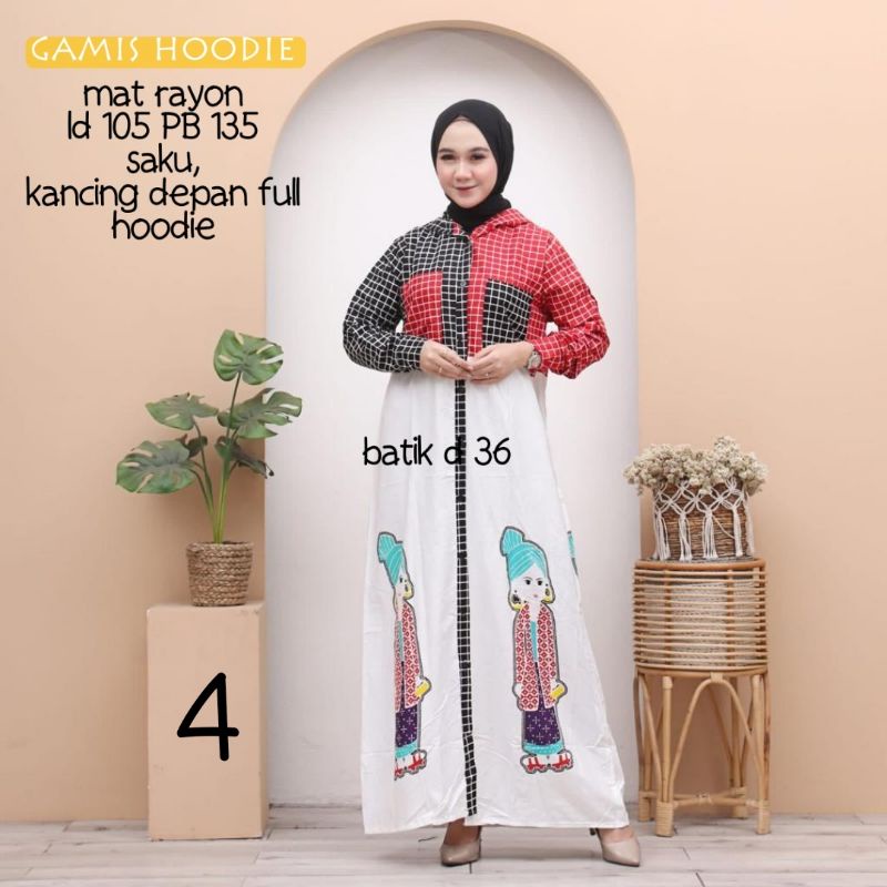 Gamis wanita hoodie kekinian murah rayon halus adem busui friendly ibu menyusui motif karakter tejo remaja motif polos muslim  baju tidur batik santai harian keren fashion modis Fesyen hq klewer bandung batik bumil kekinian modern terkini terbaru