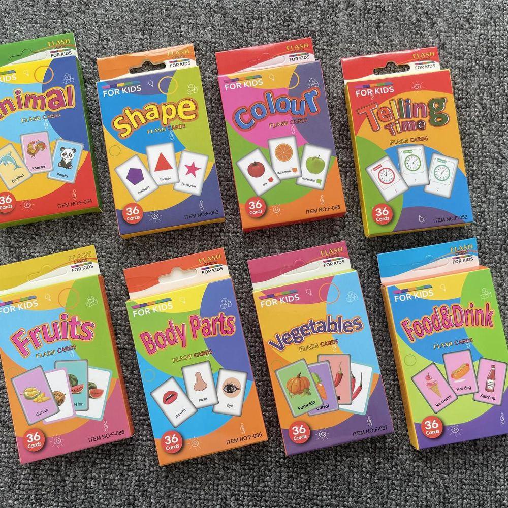 Needway Flash Card Makanan Anak Alphabet Animals Warna Mainan Edukasi Belajar Bahasa Inggris