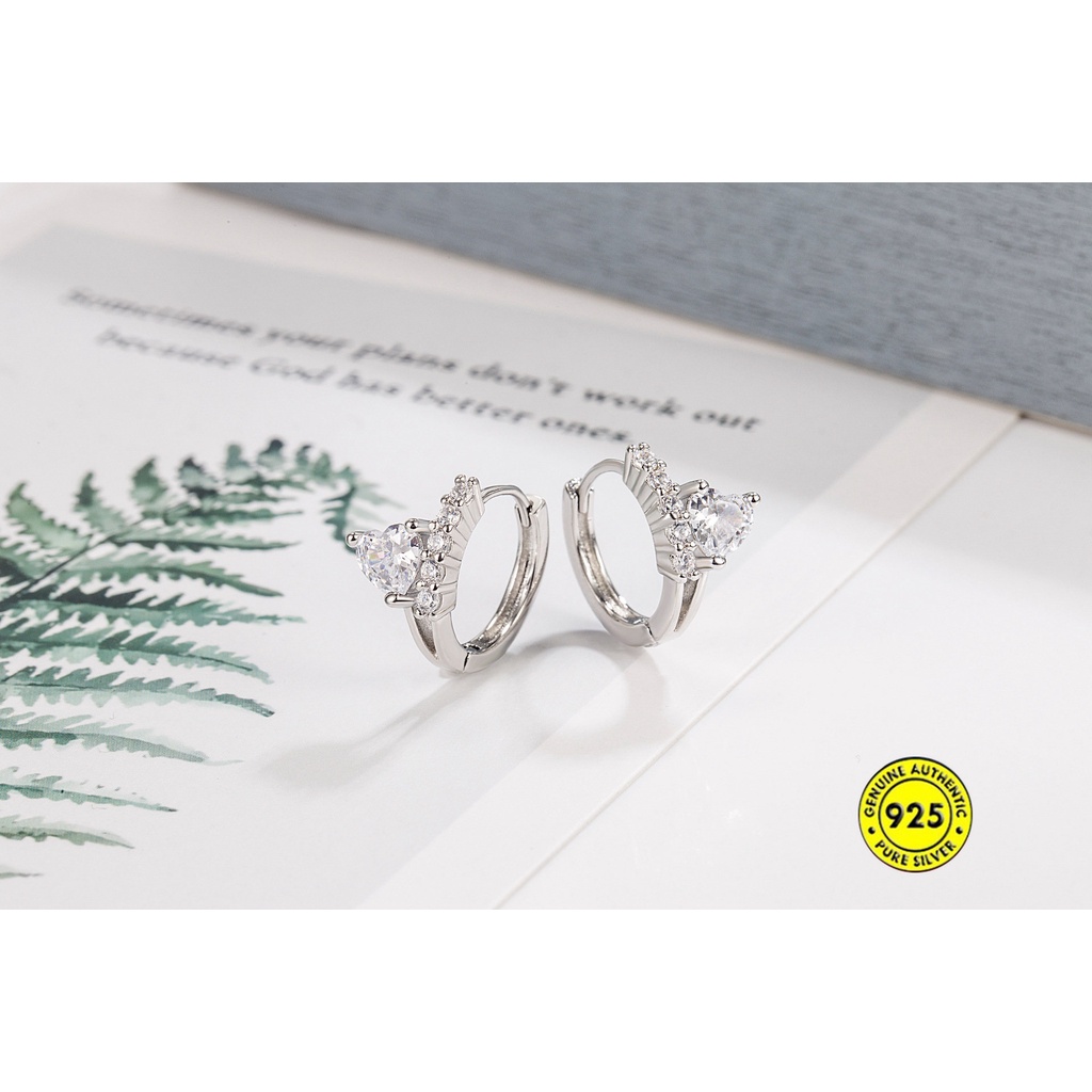 Anting Klip U1020 Bentuk Hati Hias Berlian Imitasi Untuk Wanita
