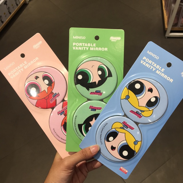 Miniso powerpuff girls - kaca lipat / cermin / compact mirror