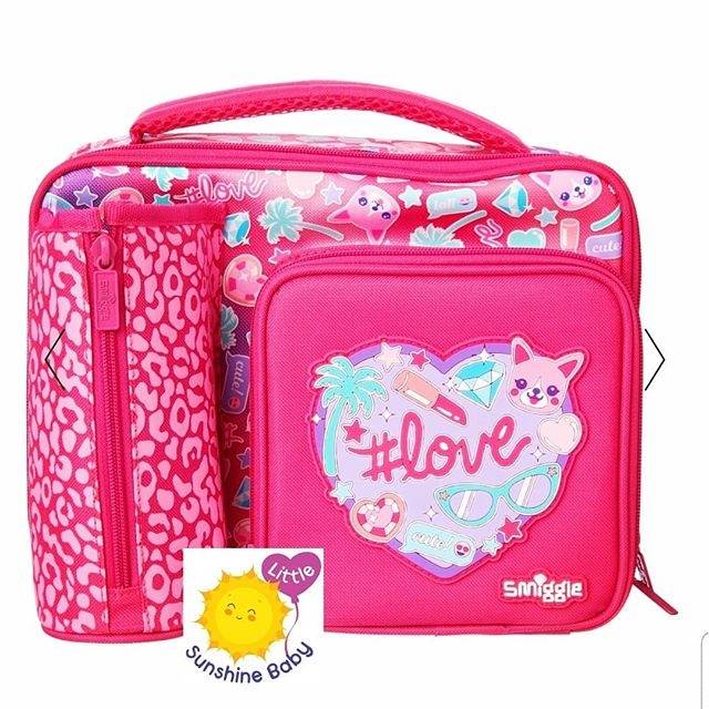 Smiggle Stylin Lunch Box Double Compartment Pink Love Cat - Tas Bekal Smiggle Ori