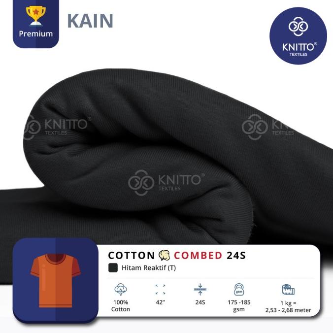 KAIN COTTON COMBED 24S HITAM REAKTIF (BAHAN KAOS)