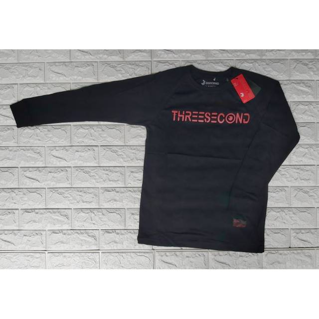 Kaos 3second Lengan Panjang (kerutan) , Sablon Timbul