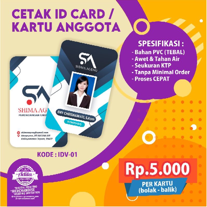 

CETAK ID CARD MURAH / KTA / KARTU PELAJAR / KARTU PARKIR