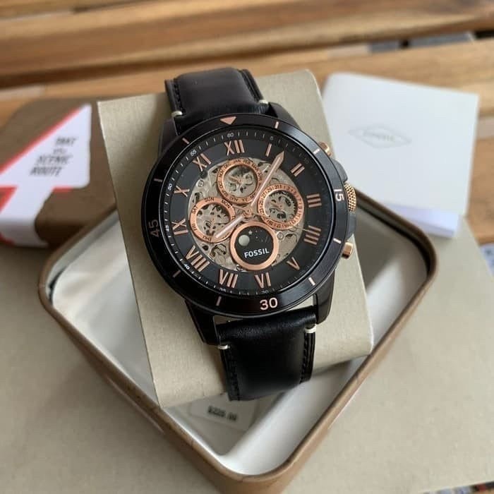 Jam Tangan Pria Automatic ME3138 Black Leather Strap 45mm