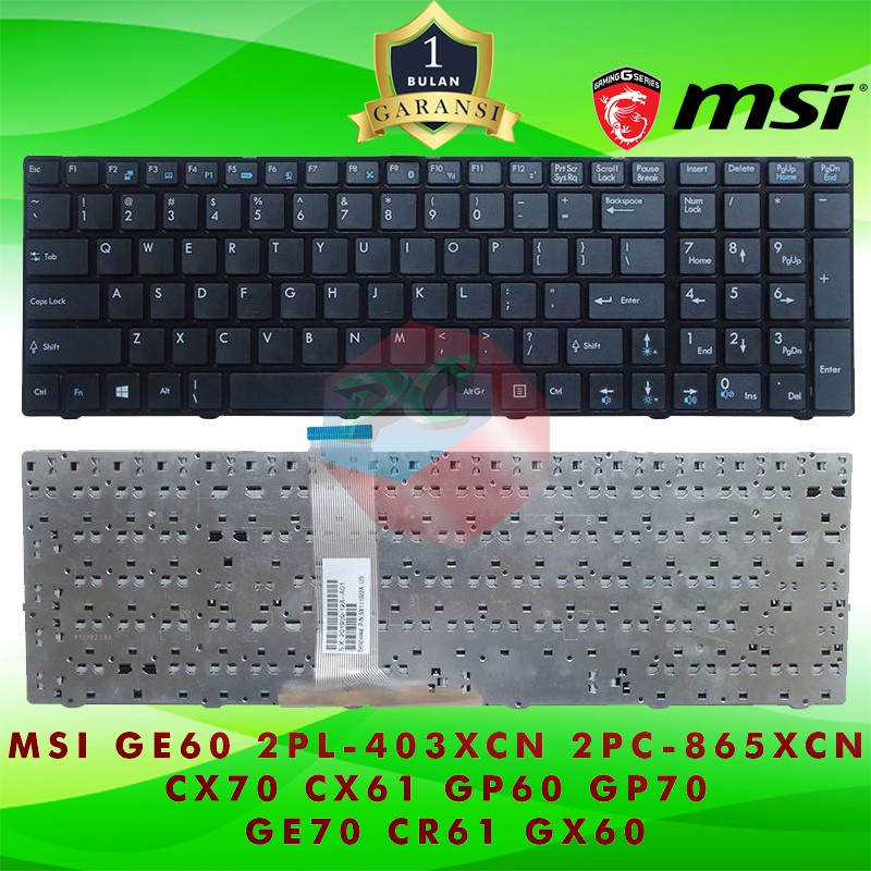 Keyboard MSI CR61 CX61 CX70 GE60 GE70 GT60 GT70 GT780 GT783 GX60 GX70