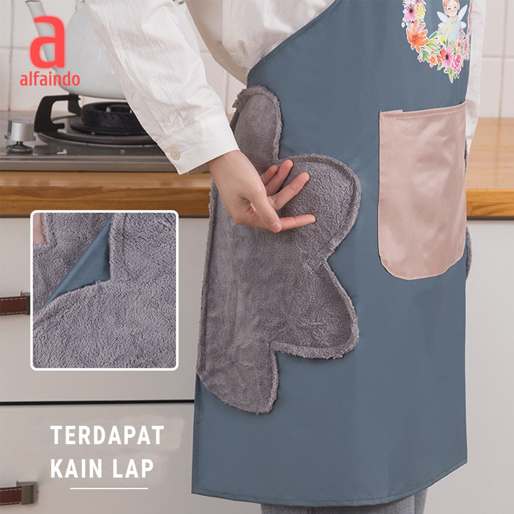 Alfaindo Celemek Masak Apron Barista Kain Plastik Waterproof Dapur Motif CM008