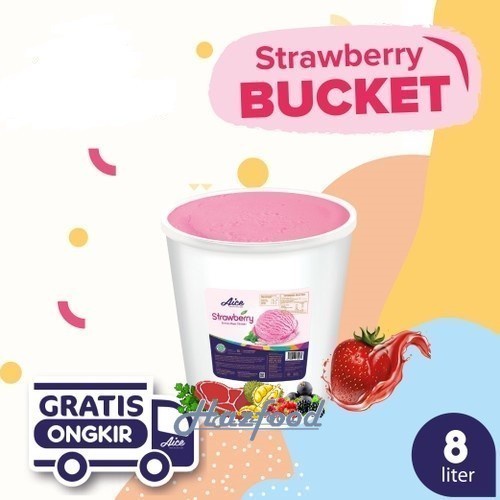 

AICE Strawberry Bucket Ice Cream Es Krim Ember 8L Eskrim