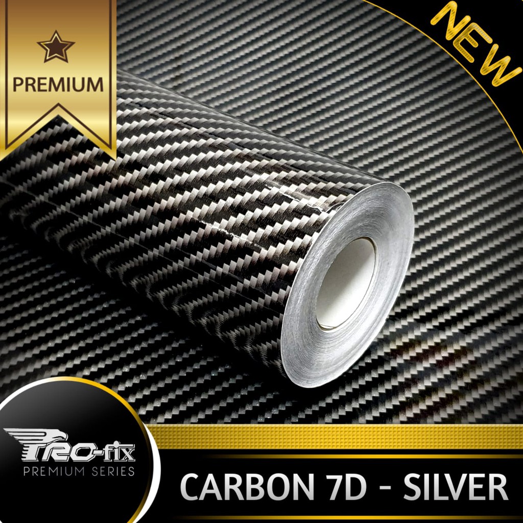 Skotlet Carbon Murah 7D silver glossy stiker vinyl panel motor mobil