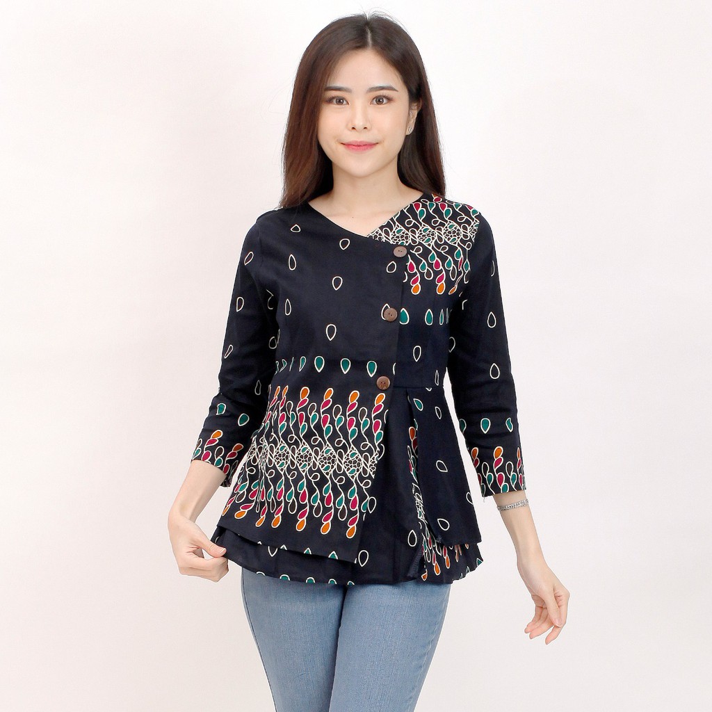 Batik wanita - Atasan blouse batik wanita fashion 184 SG-NAVY E
