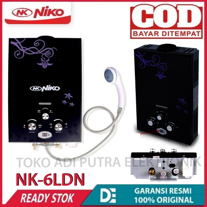 NIKO NK-6LDN Gas Water Heater Motif Bunga Pemanas air Digital LED