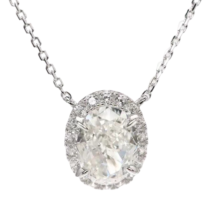 Kalung Liontin Bentuk Oval Bahan Cubic Zirconia AAA Untuk Wanita