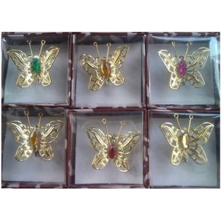 Souvenir Pernikahan Bros Kupu kupu Gold / Emas Murah Unik Gratis Kartu