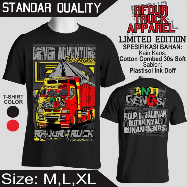 KAOS TRUK ANTI GOSIP // KAOS TRUK MANIA // TRUCK MANIA // KAOS PRIA DISTRO GAMBAR TRUCK ANTI GENGSI