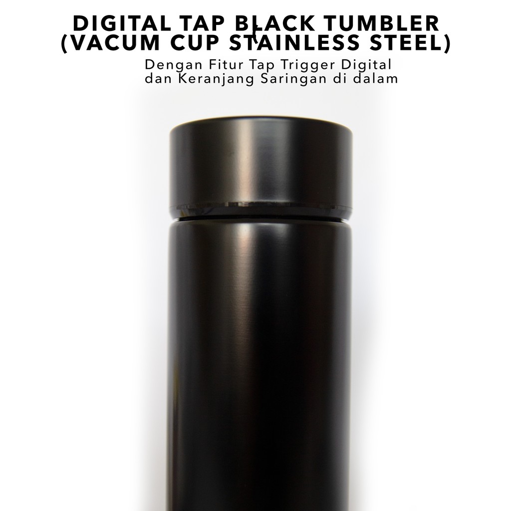 Vacum Cup Digital Black Stainless Steel Tumbler - Botol Minum HighTech - Thermos LED