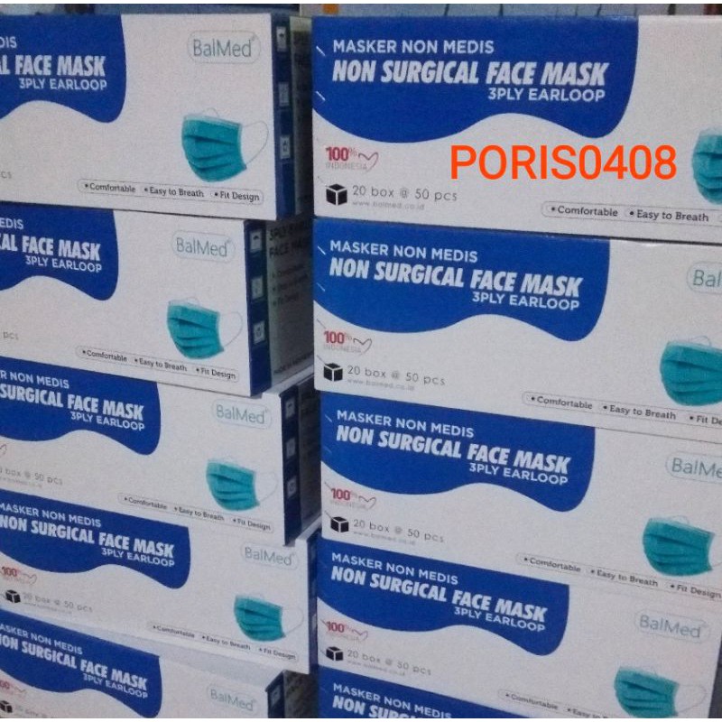 Masker Earloop Non Medis BALMED (1 dus = isi 20 pak)