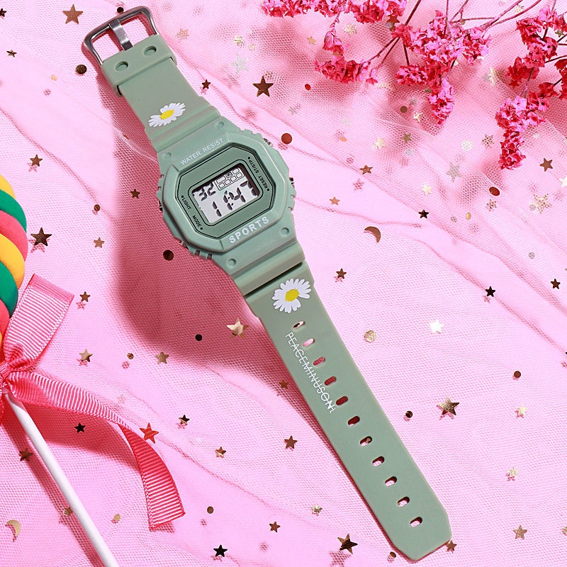 Jam Tangan Wanita Fashion Korea Style Digital Sport / Jam Tangan Strap Rubber Untuk Wanita-44-8 Tosca Bunga