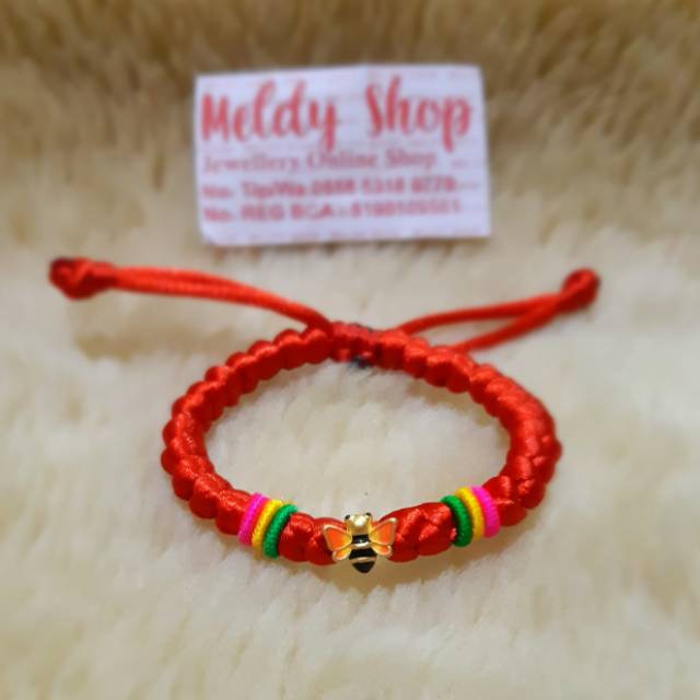 Gelang tali cina lebah cat HK HONGKONG 24K 999 original