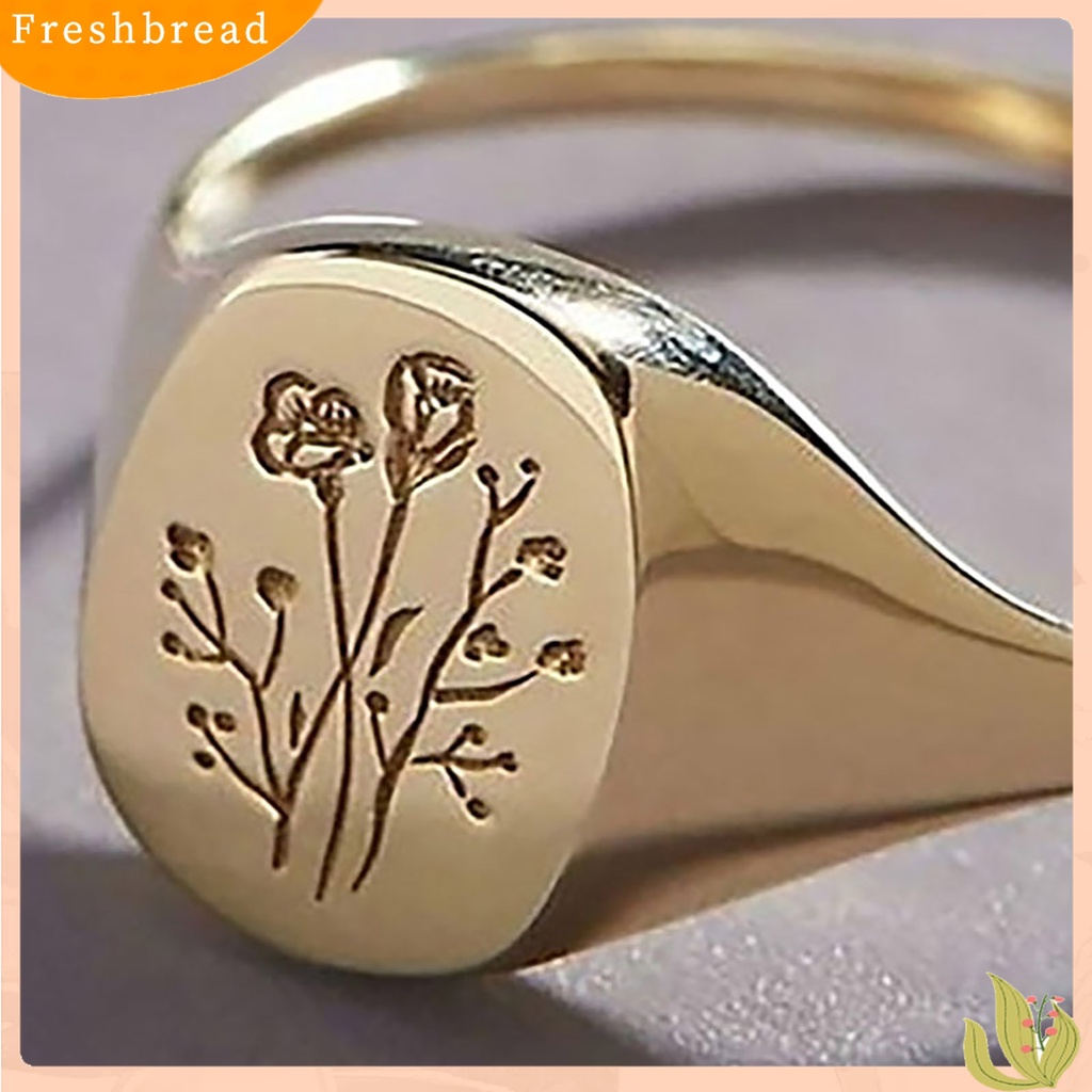 Terlaris Simple Women Rose Flower Engraved Ring Metal Engagement Circlet Jewelry Gift