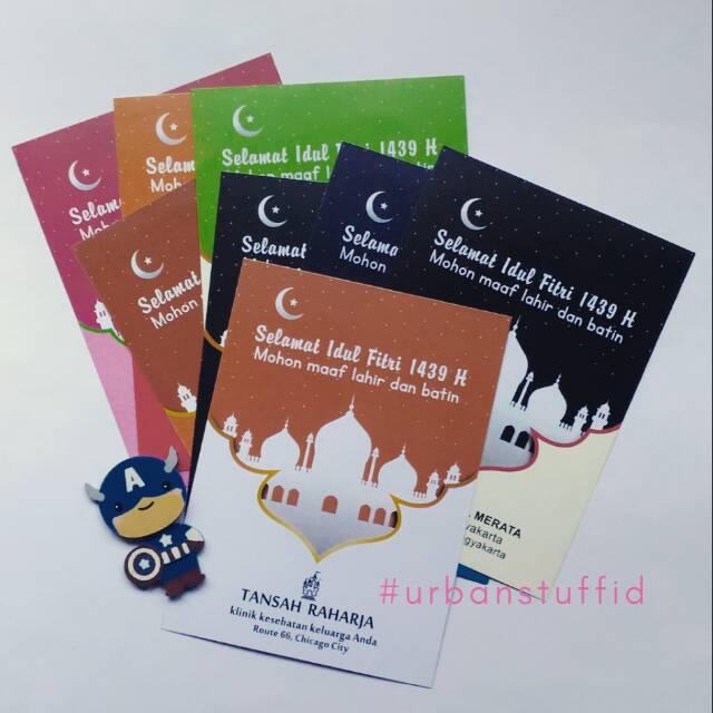 Kartu Ucapan Lebaran CUSTOM Tulisan. Selamat Idul Fitri. Kartu Lebaran Ukuran Besar + Amplop