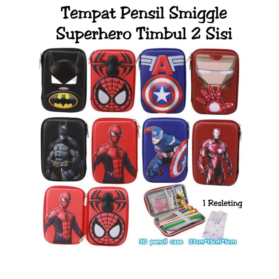 Smiggle Tempat Pensil S2 Anak Batman ironman spiderman Captain Amerika Hardcase