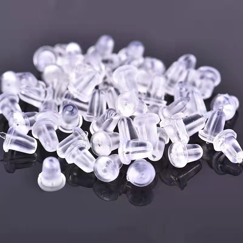 500pcs Stopper Anting Bahan Silikon Transparan Dengan Kotak Penyimpanan