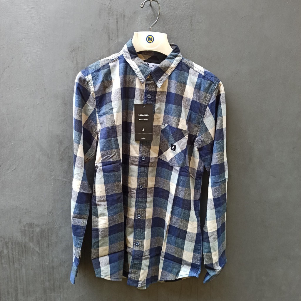 Kemeja 3Second Flannel Biru