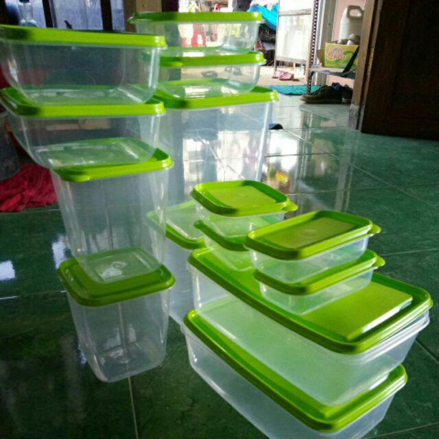 Calista Otaru Bening Isi 14 Pcs (7 Set) / Toples Plastik / Tempat Makanan / Container / Warna Hijau