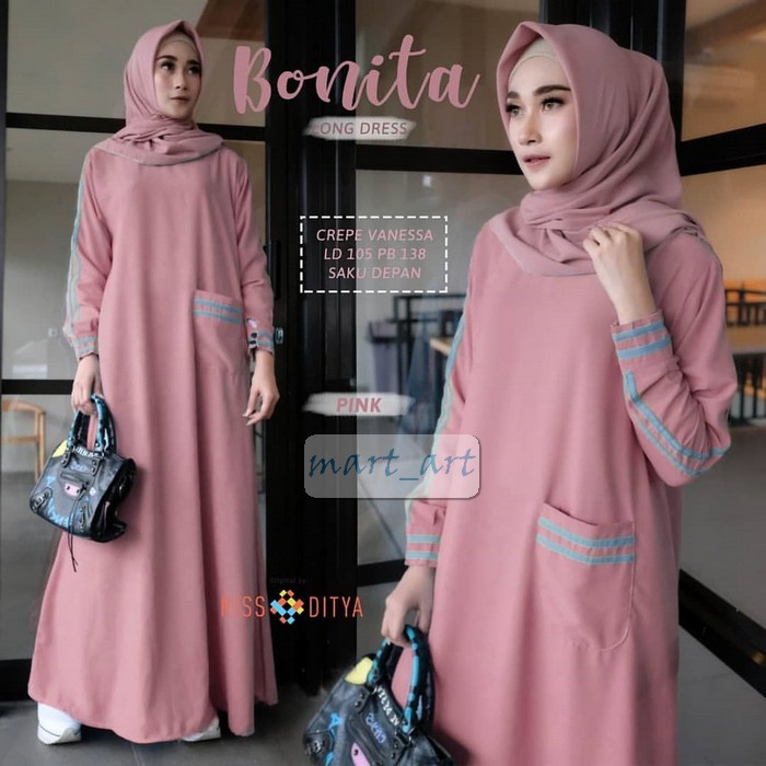 Yovita Gamis Uwais Original Terbaru Gamis Remaja Muslimah Syari Jumbo  UZ907 Bonita Long Dress List