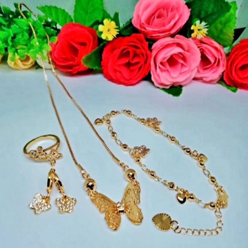 Xuping set perhiasan wanita lapis emas aksesoris fashion