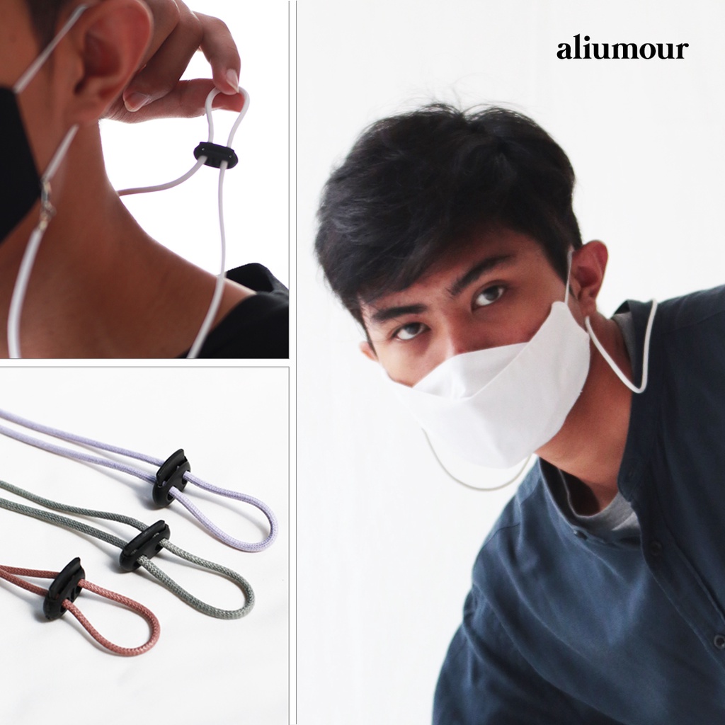 Aliumour | STOPPER HITAM STRAP MASKER POLOS CONNECTOR KALUNG LUCU ADJUSTABLE