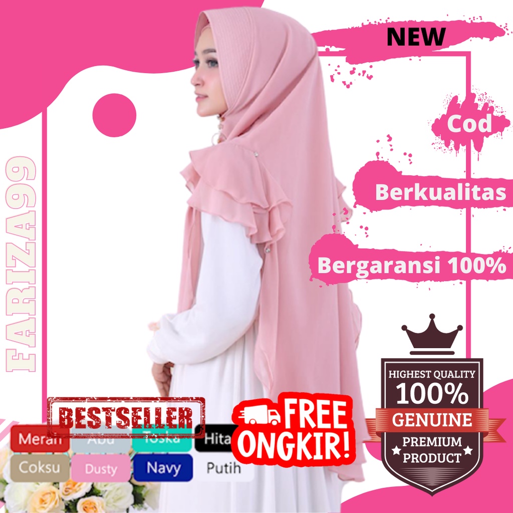 Jilbab Hijab Kerudung Instan Bergo Jersey Paris Premium Jumbo Plisket Murah Terbaru Ceruti Sifon Han