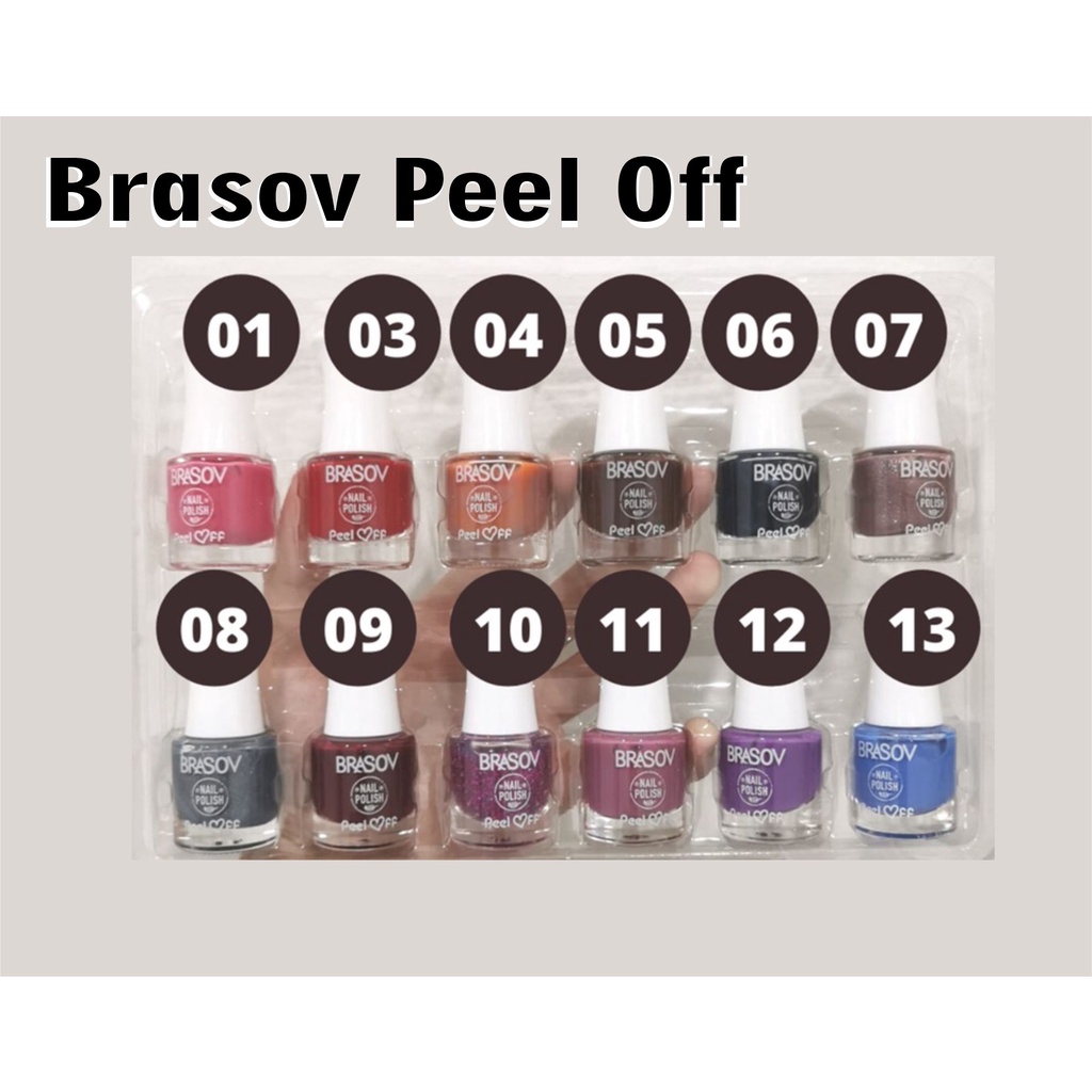 BRASOV Kutek Cat Kuku 9 ml Nail Polish Peel Off Kutex Muslimah XX-CT Shade 01-13 Peel Off Kupas