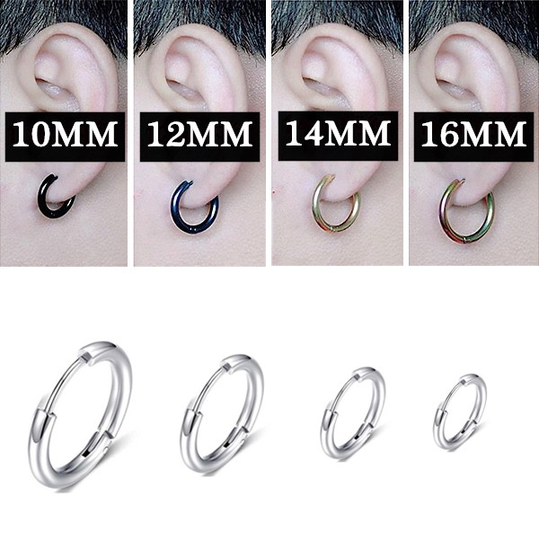 1pc Anting Hoop Hypoallergenic Bahan Titanium Steel Gaya Korea