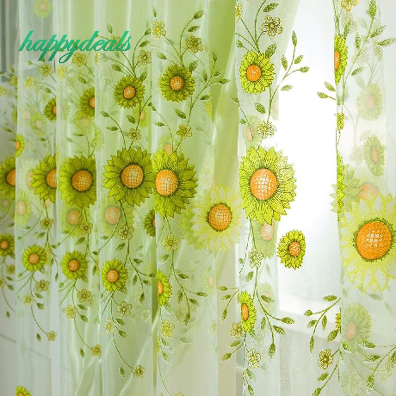 Happy High Quality Door Window Scarf Sheer Floral Curtain Drape