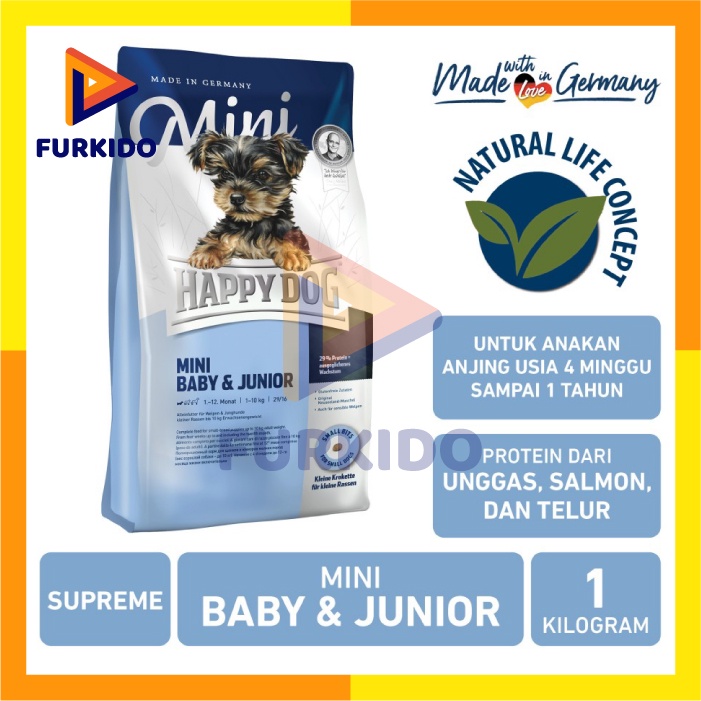 Happy Dog Supreme Mini Baby &amp; Junior 1 Kg / Makanan Kering Anjing