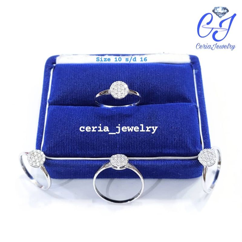 Cincin Perak Wanita Asli Silver 925 Lapis Emas Model Permata Bulat - Cincin Anti Karat