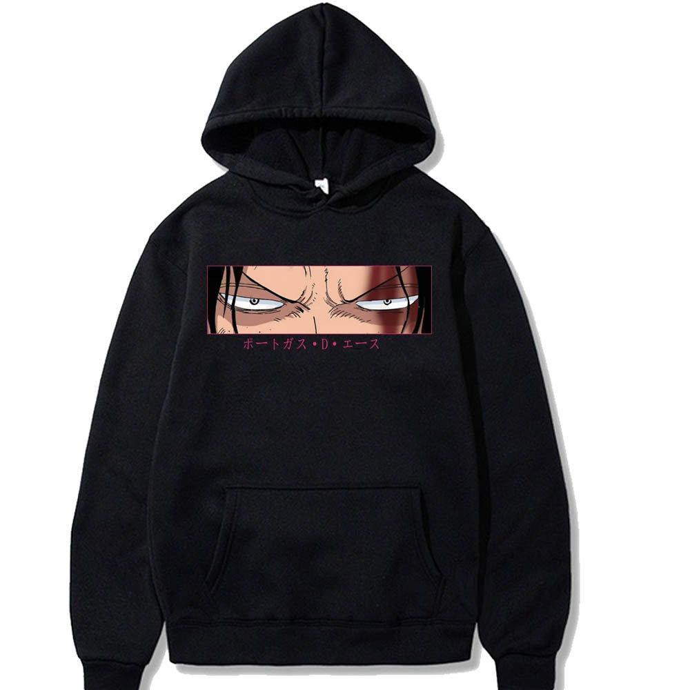 Sweater Hoodie PORTGAS D ACE EYES Jumper Anime ONE PIECE Pria Wanita Bahan Fleece Ukuran S M L XL XXL XXXL