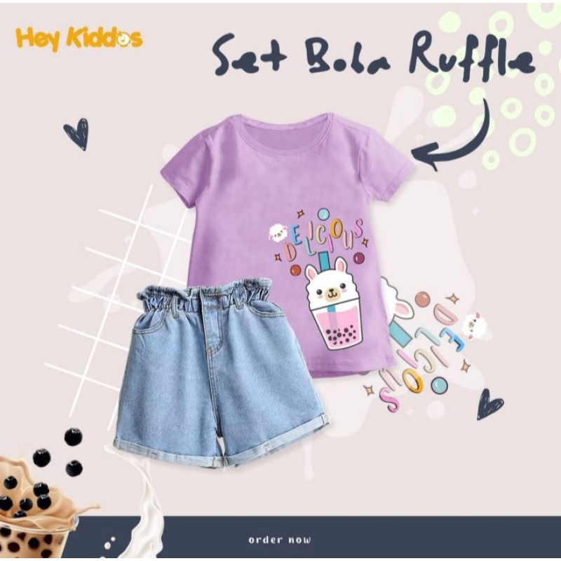 Heyy Kiddos Setelan Boba Ruffle