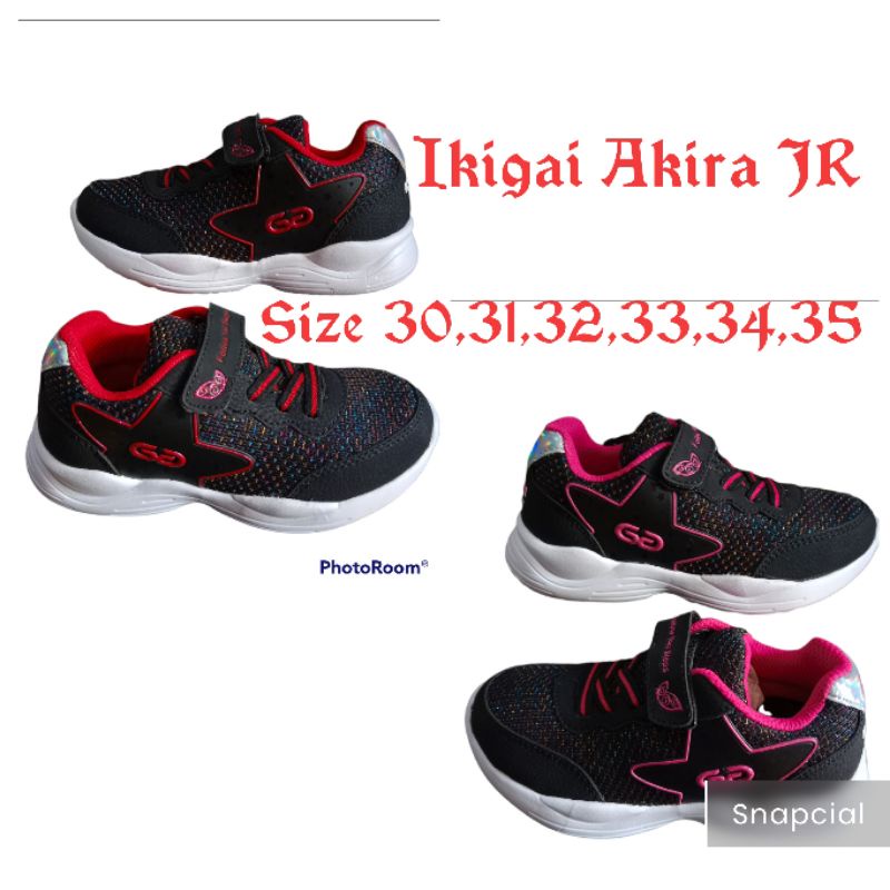 Sepatu anak perempuan ikigai hitam merah