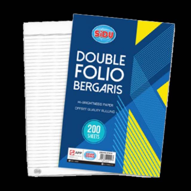 

Kertas double folio bergaris Sidu 200lbr