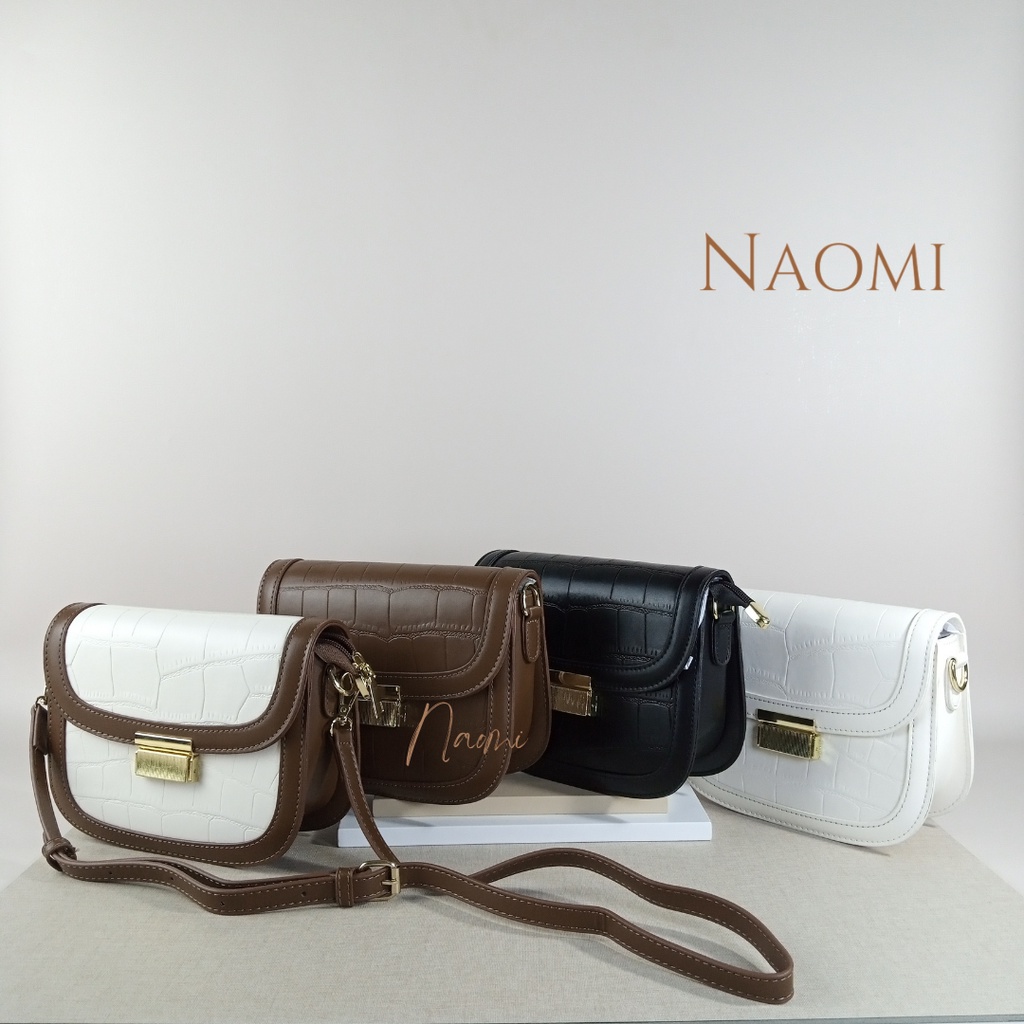 NAOMI - Clarissa Sling Bag Import - Tas Selempĺang Croco Fashion Premium Kulit Wanita - Hand Bag Leather Korea - Handbag Sintetis PU - Tas Wanita - Tas Naomi - Naomi Bag - tas motif croco - women bag