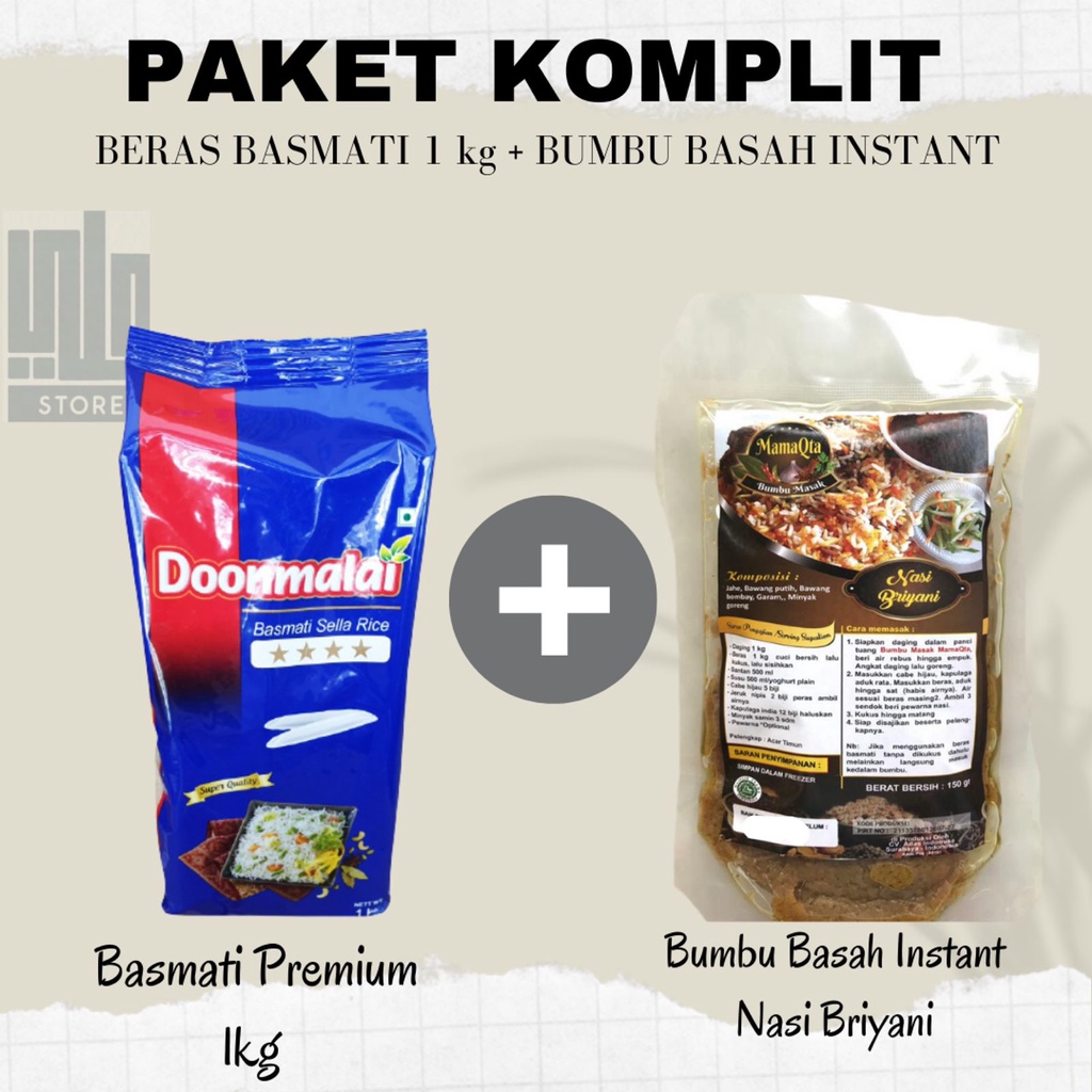 

PAKET LENGKAP BERAS BASMATI 1KG PLUS BUMBU BASAH BRIYANI Paket Instant Nasi Biryani Paket Komplit Nasi Briani Paket Bumbu dan Beras Basmati