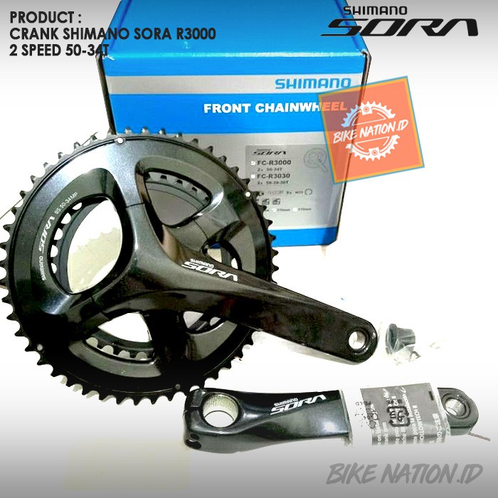 Crank Shimano Sora R3000 Dual 2 Speed 50-34T FC-R3000 Crankset Roadbike Hybrid Sepeda Lipat