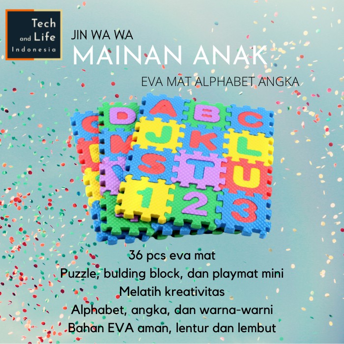 JinWaWa EvaMat Puzzle Building Block Alphabet Angka Mainan Anak