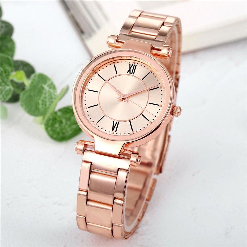 BAJ Jam Tangan Wanita Analog Quartz Casual Fashion Strap Rantai Stainless Steel Import Couple Pria JF091