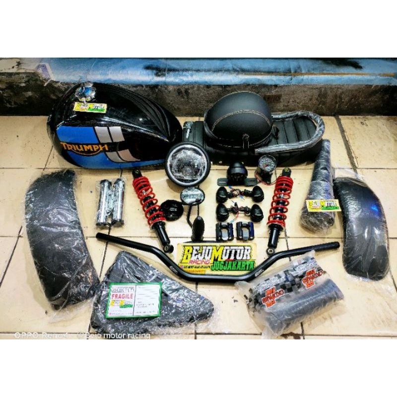 body japstyle Thunder 125 biru full set bonus helm clasic