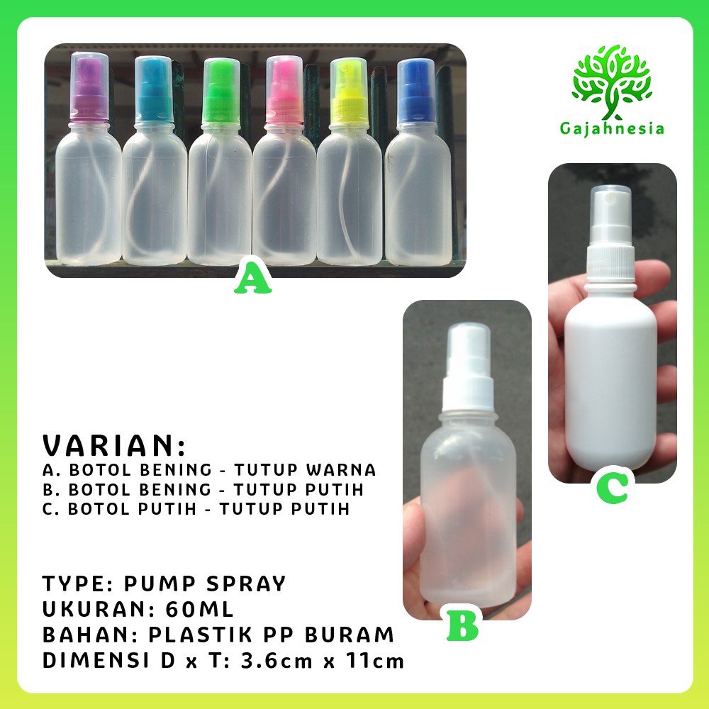  Botol  Spray  60ml Plastik Kosong  Hand Sanitizer Dll 