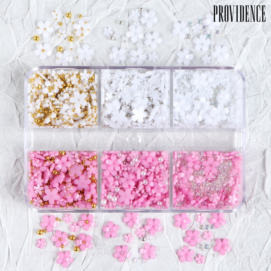 Providence 6 Sekat / Set Hiasan Kuku Bentuk Bunga Bahan Resin Untuk Aksesoris Nail Art / Manicure